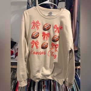 KC chiefs football bow sweatshirt L